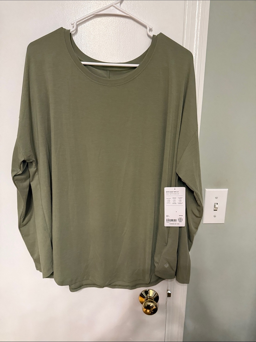 Athleta Olive Green Long Sleeve Crew Tee